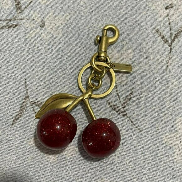 Coach Cherry Brass Cherry Bag Charm Keychain - Picture 2 of 4